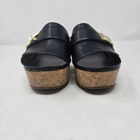 Michael Michael Kors Jilly black cork Platform slide wedge sandals womens size 9 - Picture 4 of 12